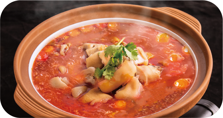 Spare Ribs, Pig's Trotters and Other Bone-in Ingredients in Sour Soup